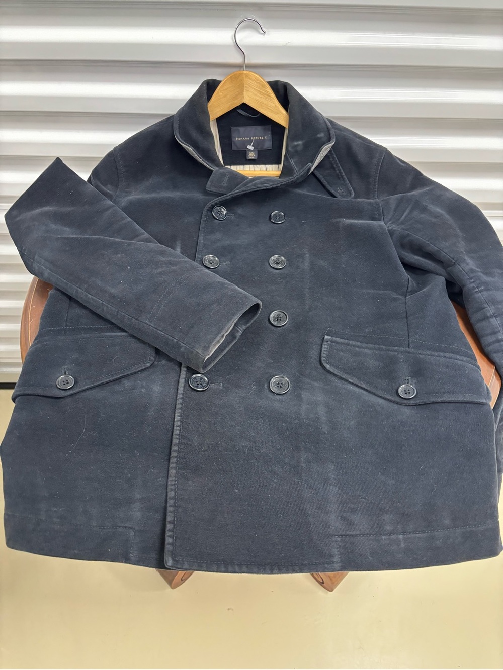 Banana Republic Men's Double-Breasted Navy Pea Coat